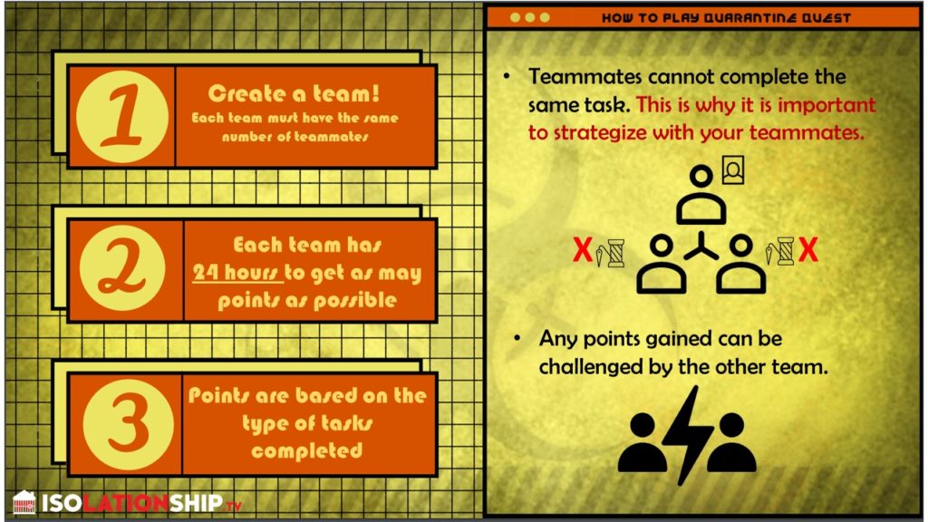 Create a team with an equal number of teammates as your competitors.